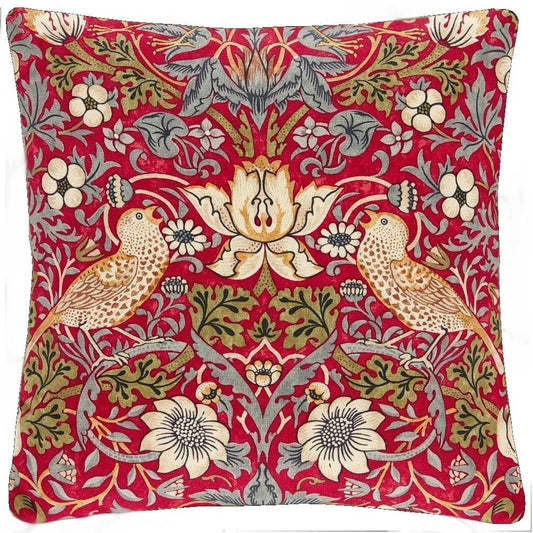 Strawberry Thief Cushion in Red