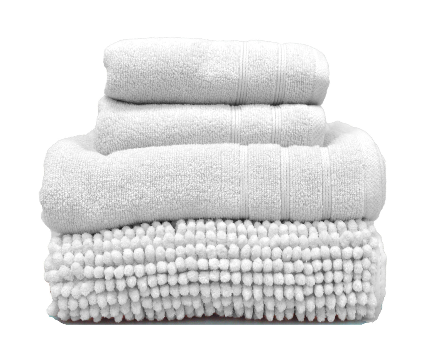 Four Piece Towel Bath Mat Bale White