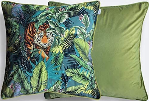 Bengal Tiger Green Velvet Cushion