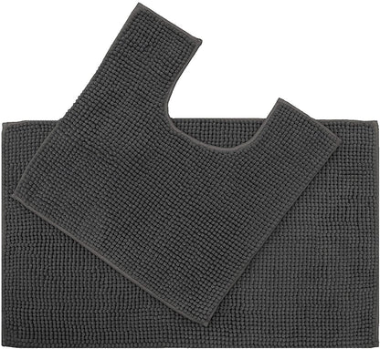 Supersoft Micro Chenille Bath Mat Set Charcoal Grey