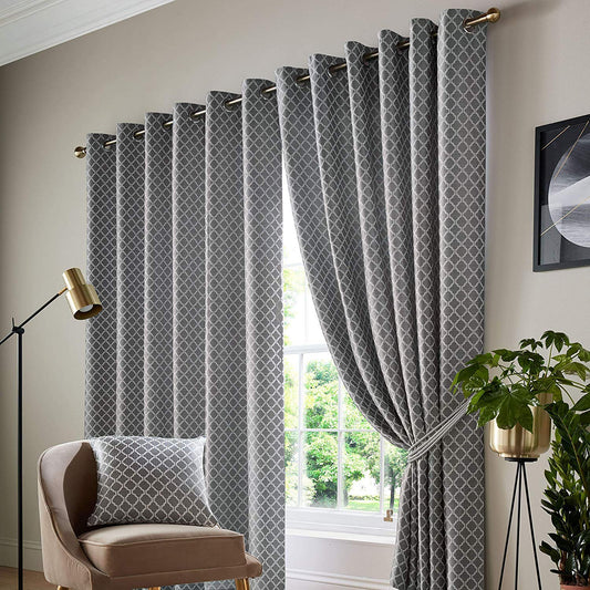 Latte Jacquard Eyelet Curtains