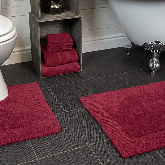 Elegance Heavyweight Reversible Bath Mats in Beetroot