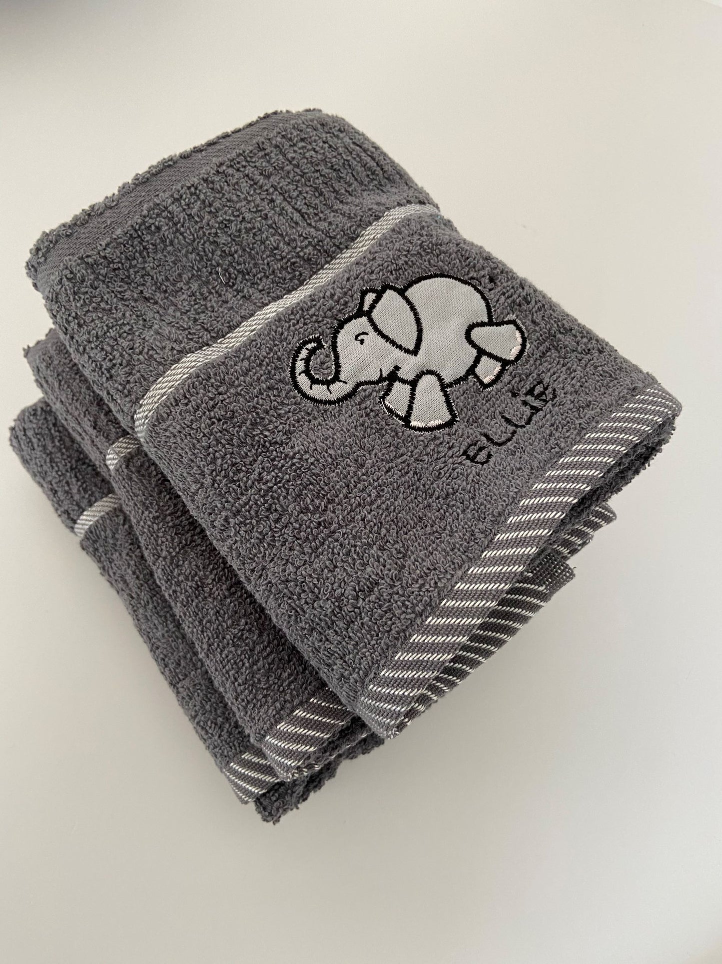 Ellie Elephant Tea Kitchen Towel Grey