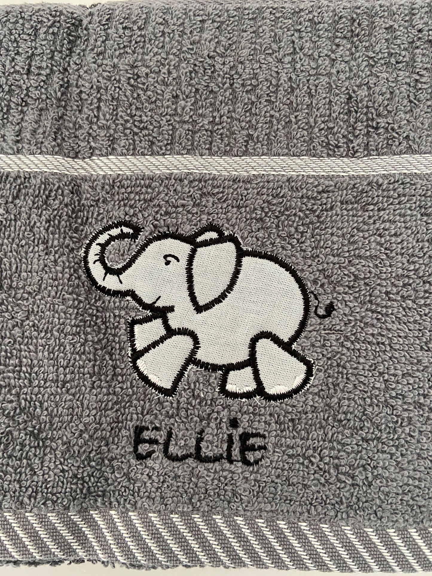 Ellie Elephant Tea Kitchen Towel Grey