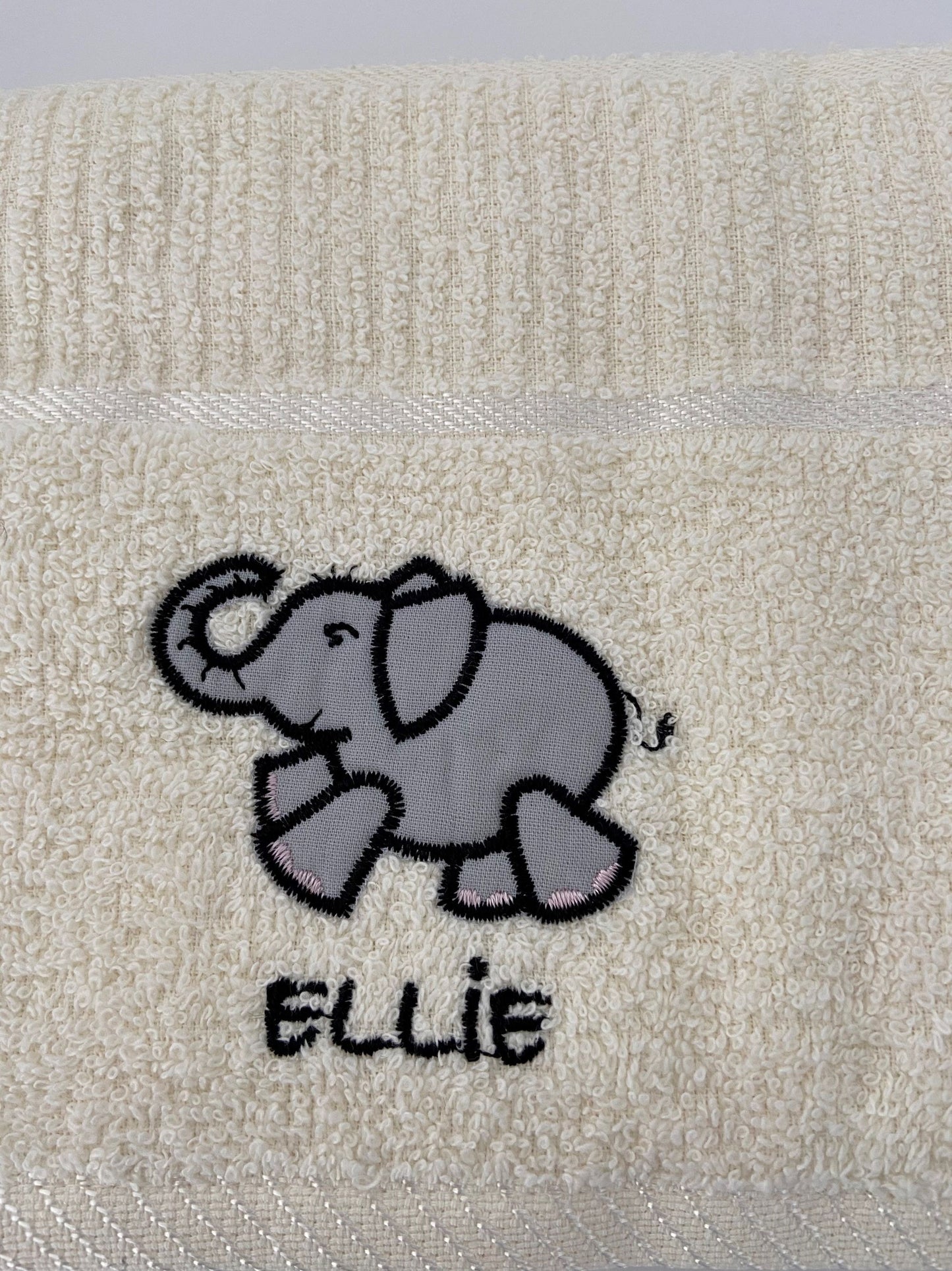 Ellie Elephant Tea Kitchen Towel Cream