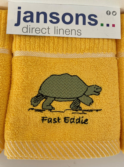 Fast Eddie Tortoise Design Tea Kitchen Towel Yellow