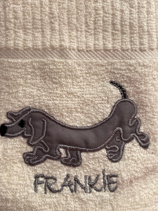 'Frankie' Dog Tea Kitchen Towel in Cream