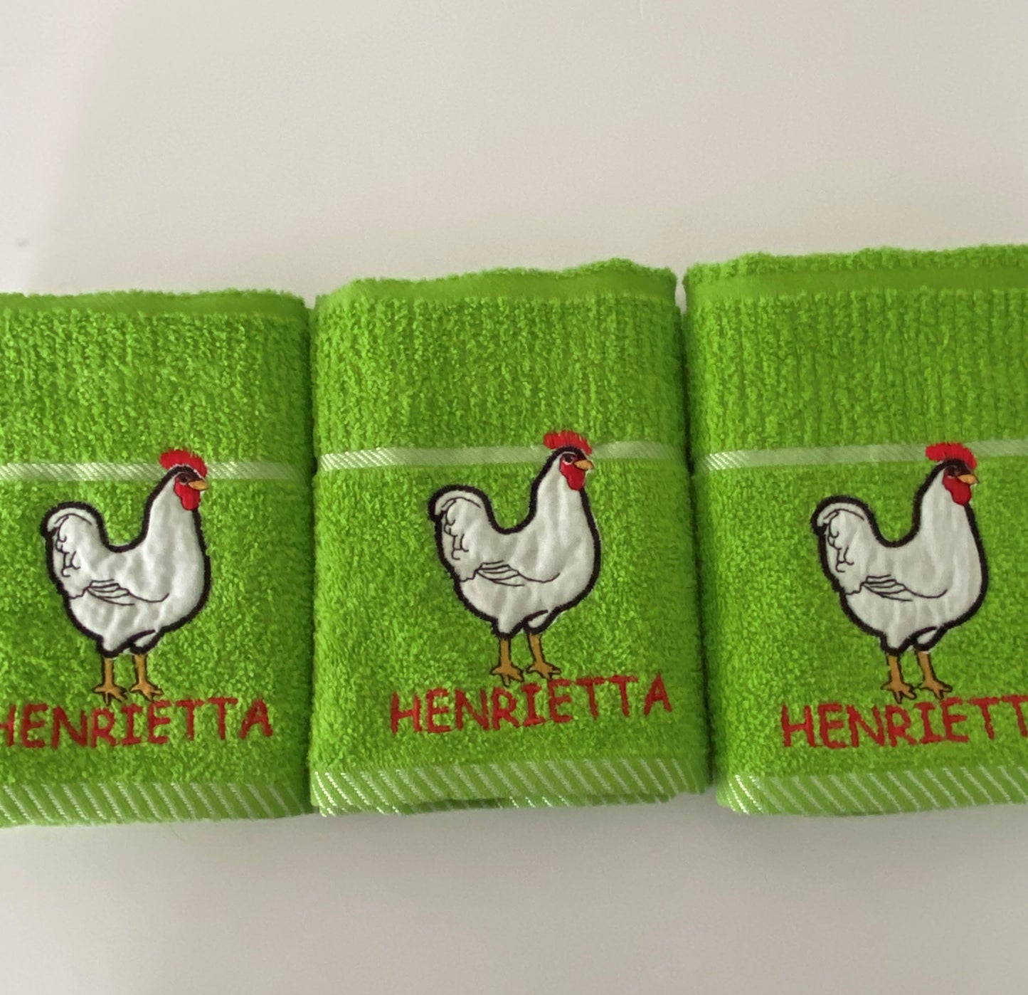 Henrietta Hen Kitchen Towel Lime Green