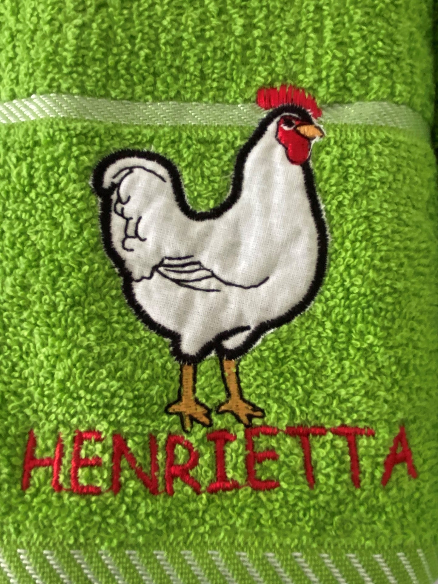 Henrietta Hen Kitchen Towel Lime Green