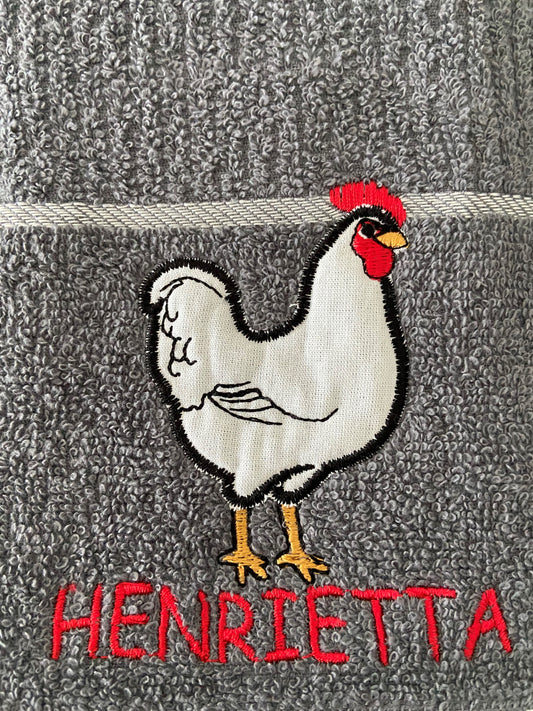 Henrietta Hen Kitchen Towel Grey