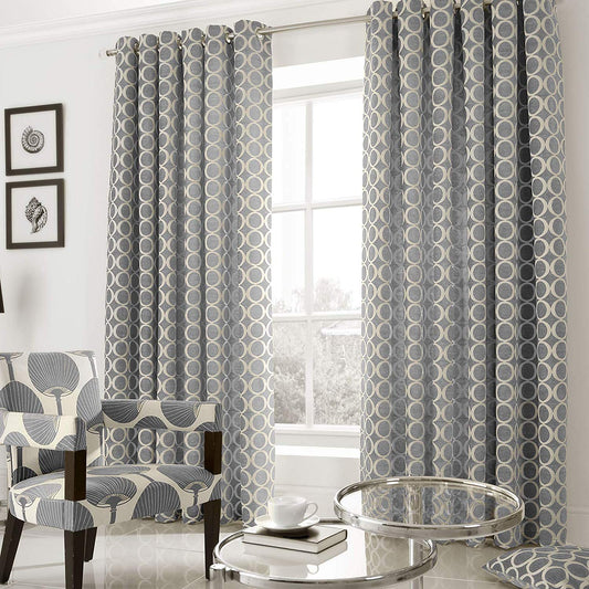 Oh Silver Jacquard Eyelet Curtains