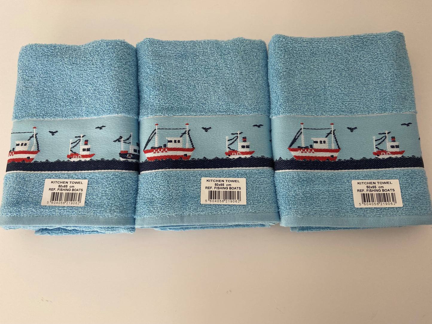 Tug  Boat Design Kitchen Towel Blue