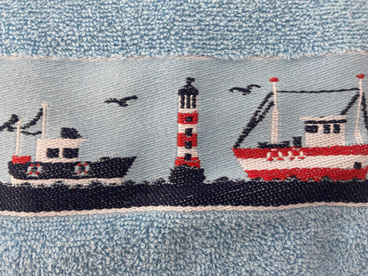 Tug  Boat Design Kitchen Towel Blue