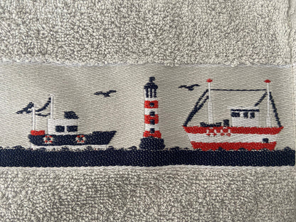 Tug  Boat Design Kitchen Towel Grey