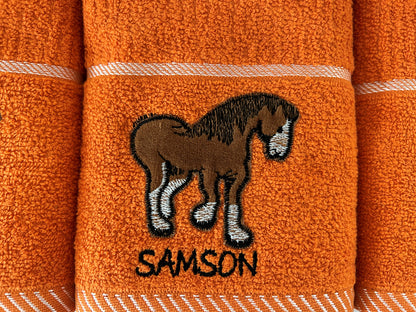 'Samson' Horse Tea Kitchen Towel in Terracotta