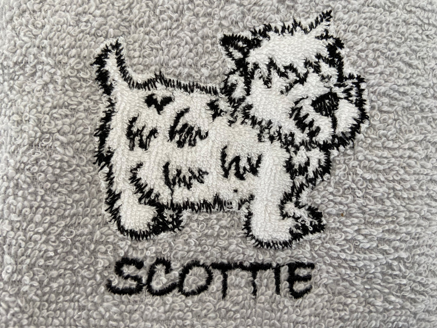 'Scottie' Dog Tea Kitchen Towel in Silver