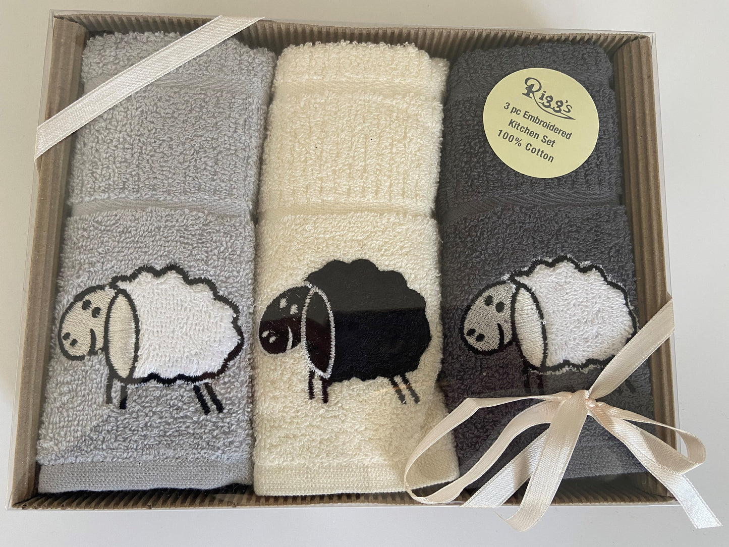 3 Pack Sheep Kitchen Tea Towel Gift Box