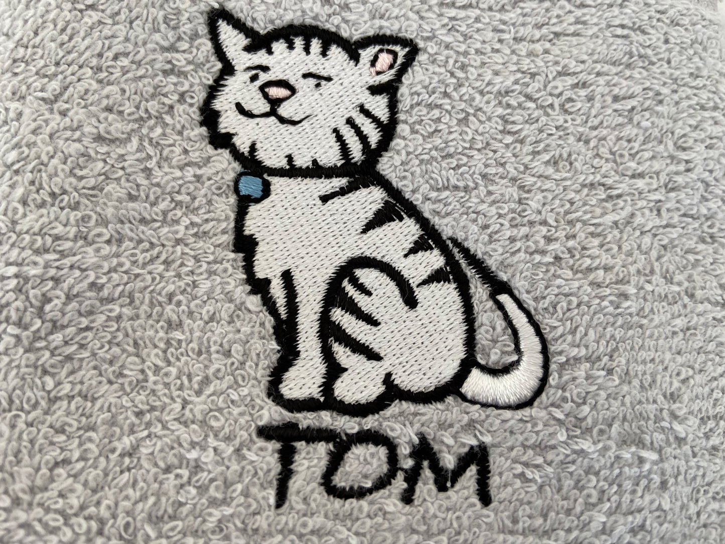 'Tom' Cat Tea Kitchen Towel in Silver