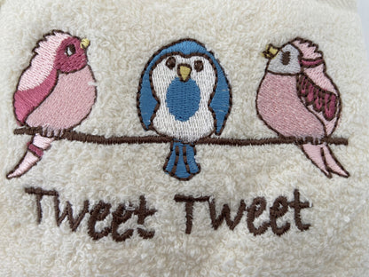 Tweet Tweet Design Tea Kitchen Towel Cream