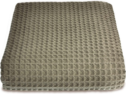 100% Cotton Hotel Waffle Weave Throw Khaki Green