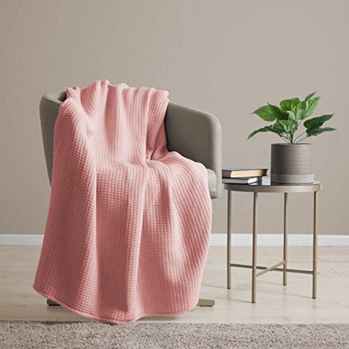 100% Cotton Waffle Weave Throw Blanket in Coral