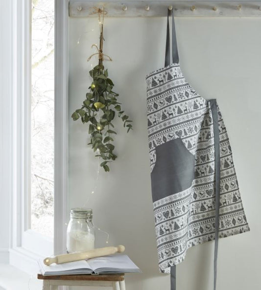 Yuletide Christmas Apron Grey