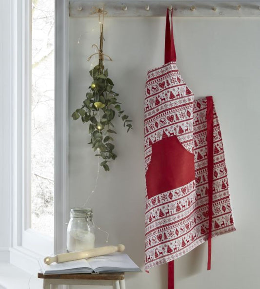 Yuletide Christmas Apron Red